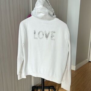 Zadig & Voltaire ‘LOVE’ embellished hoodie sweatshirt, white sz L